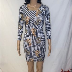 White checkerboard mini dress